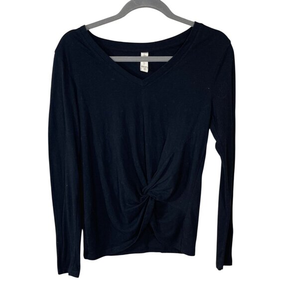 Altar'd State T-Shirt Top Long Sleeve Twist Front Black XS Extra Small - Picture 1 of 6